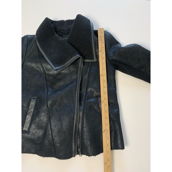Ann Taylor Shiny Black Bomber Jacket Zip Up Womens Size Small - Picture 10 of 11
